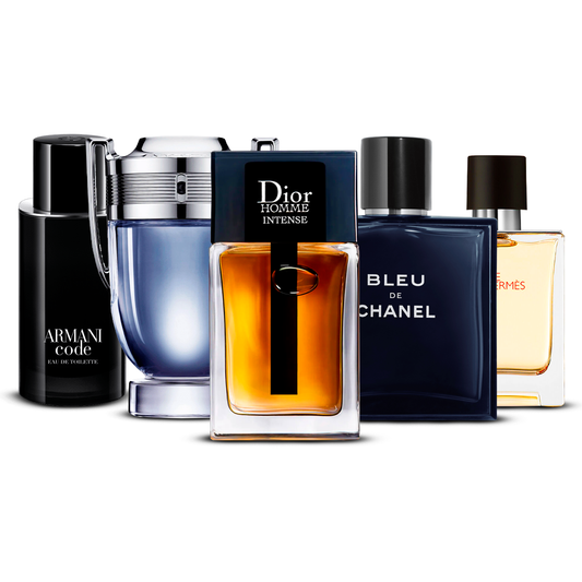 Kombination aus 5 Herrenparfums – Armani Code, Invictus, Dior Homme Intense, Bleu de Chanel und Terre d’Hermès [jeweils 100 ml]