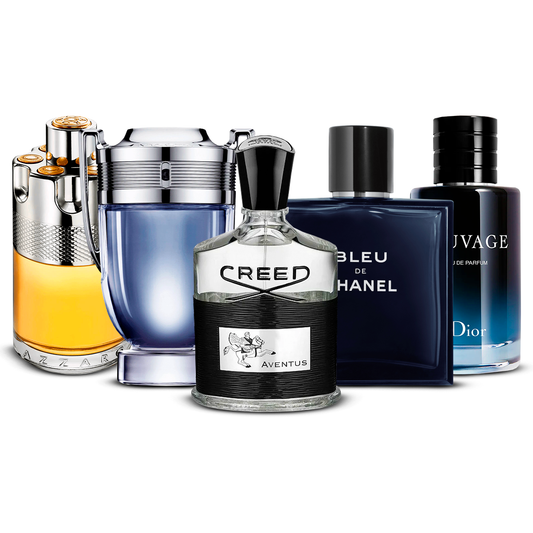 Kombination aus 5 Herrenparfüms – Azzaro Wanted, Invictus, Creed Aventus, Bleu de Chanel und Sauvage [je 100 ml]