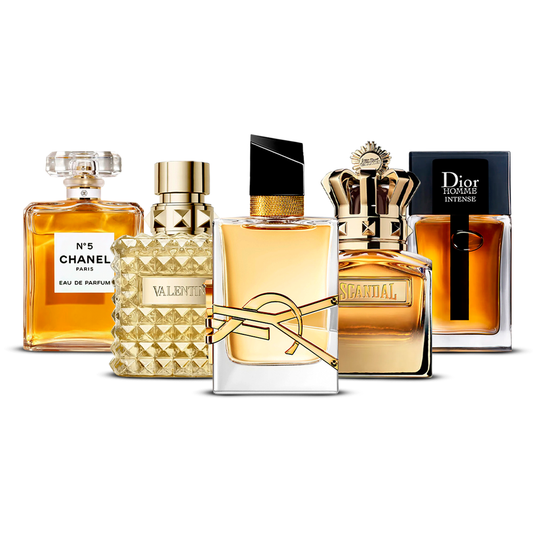 Kombination aus 5 Parfums – Chanel Nº5, Valentino Uomo, Yves Saint Laurent Libre, Scandal Pour Homme und Dior Homme Intense [je 100 ml]